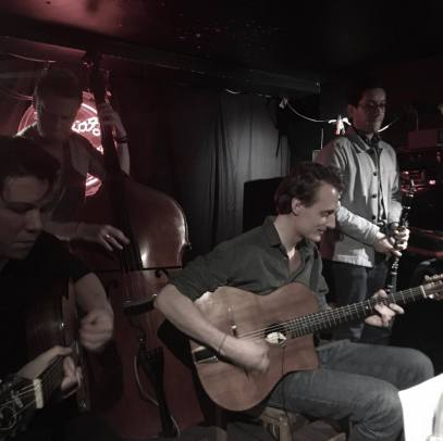 The Nocturne Trio playing gypsy jazz at Kansas Smitty's