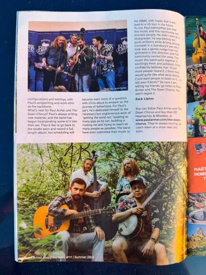Paul Armer and the Dawn Chorus in British Bluegrass News part 3