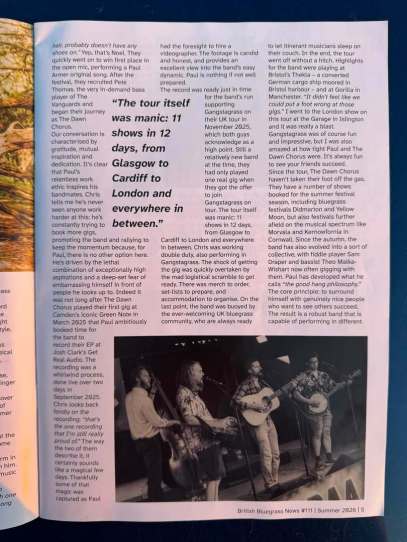 Paul Armer and the Dawn Chorus in British Bluegrass News part 2